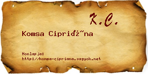 Komsa Cipriána névjegykártya